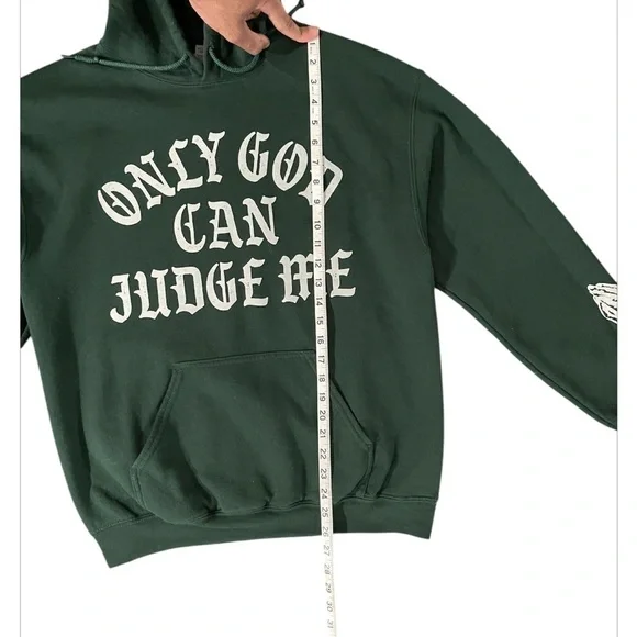 Gildan Men Green Jacket Only God Can Judge Me Size Medium - Picture 8 of 10